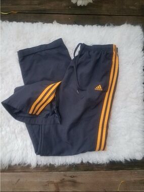 vintage adidas Black Sweatpants with Orange Signature Stripes